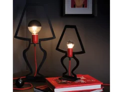 Lámpara De Mesa-Lámpara de mesa Silhouette Ø22x33 cm Hierro perforado Diseño decorativo moderno Made in Italy Conexión E14 Elegante complemento de decoración Negro