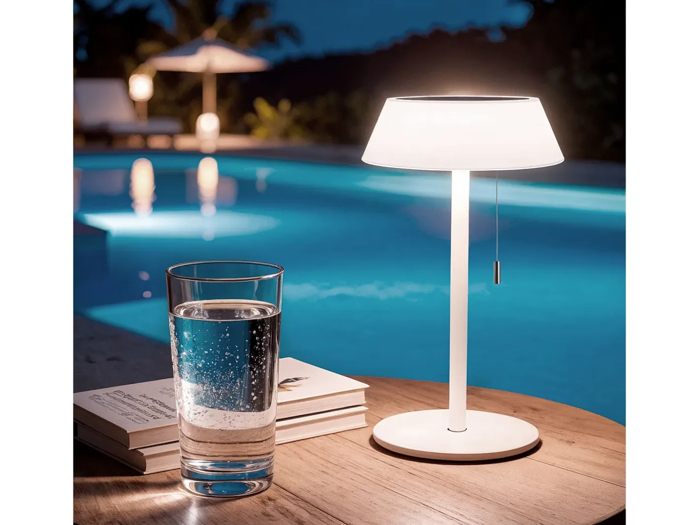 Ledkia Lámpara de Mesa Solar Exterior LED 1.2W Metal Aldana Blanco New