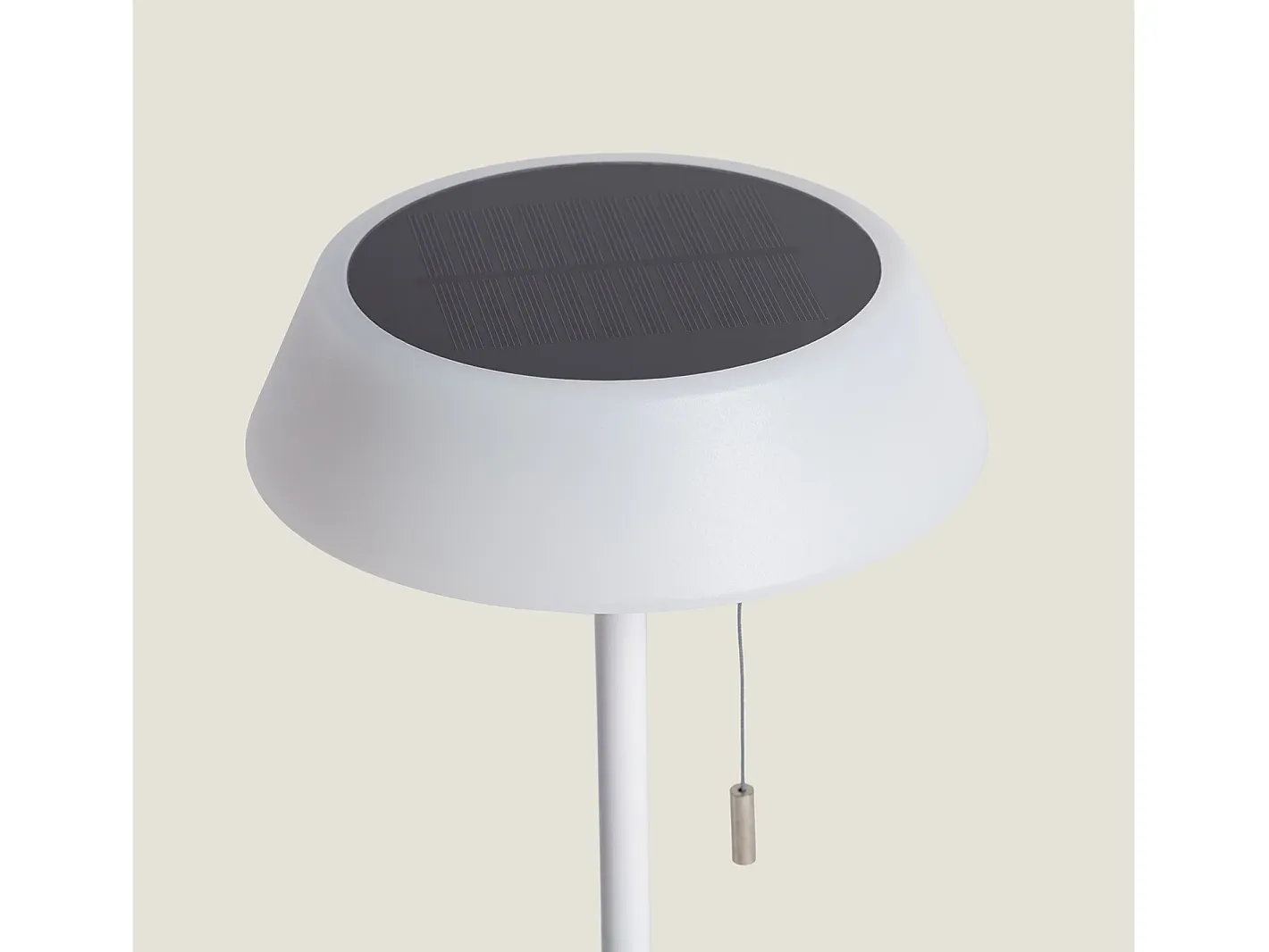 Ledkia Lámpara de Mesa Solar Exterior LED 1.2W Metal Aldana Blanco New