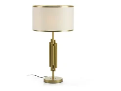 Les Tendances Lámpara de mesa Tyannah de tela blanca y metal dorado Multicolor Discount