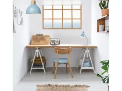 New Lámpara de mesa VALAN estilo clásico y moderno - Alt. 35 cm - E27 60W - IP20 - 350º - base carga - cable 1,5 metros - on&off - acero y madera - moka Marru00f3n