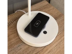 New Lámpara de mesa VALAN estilo clásico y moderno - Alt. 35 cm - E27 60W - IP20 - 350º - base carga - cable 1,5 metros - on&off - acero y madera - moka Marru00f3n