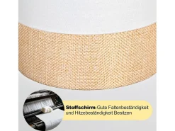 NETTLIFE Lámpara De Mesa-Lámpara de mesa vintage de madera - Lámpara de noche de tela con cable E14, estilo rústico retro giratorio para dormitorio u oficina (bombilla no incluida) Blanco