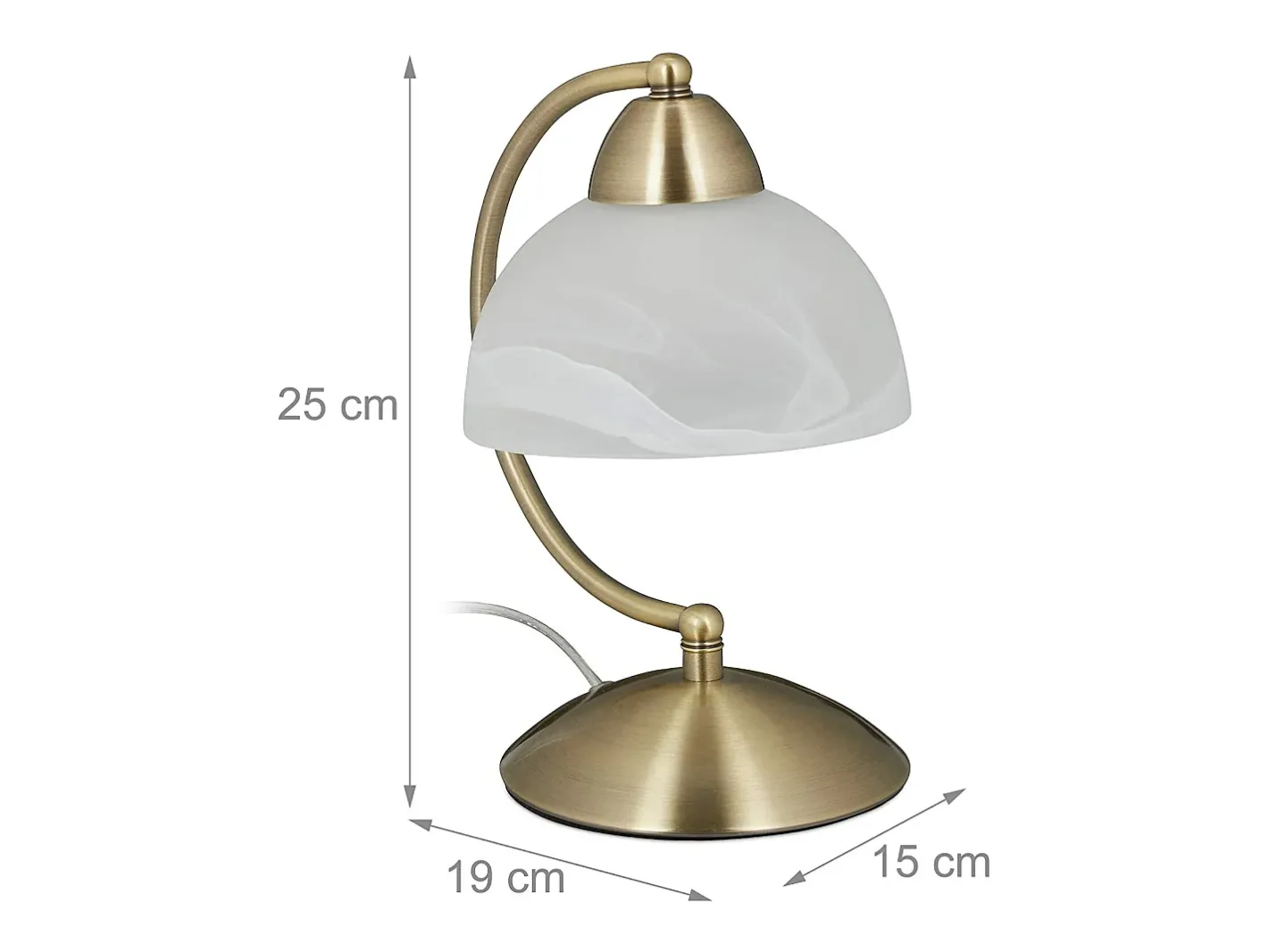 Helloshop26 Lámpara de mesa vintage de cristal opalino y latón 40 vatios 13_0001463 Transparente Hot