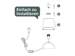 NETTLIFE Lámpara De Mesa-Lámpara de mesita de noche , juego de 2, cable , tela pequeña, diseño moderno Negro
