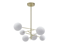 OZAIA Lámpara Suspendida-Lámpara de metal asimétrica 6 globos, L.72 x H. 116 cm, brillante, NAKINA Dorado