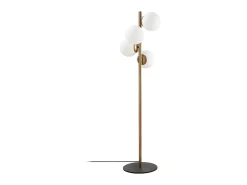 OZAIA Lámpara de metal y cristal 4 globos FAZE - Alt. 130 cm - y blanco Dorado