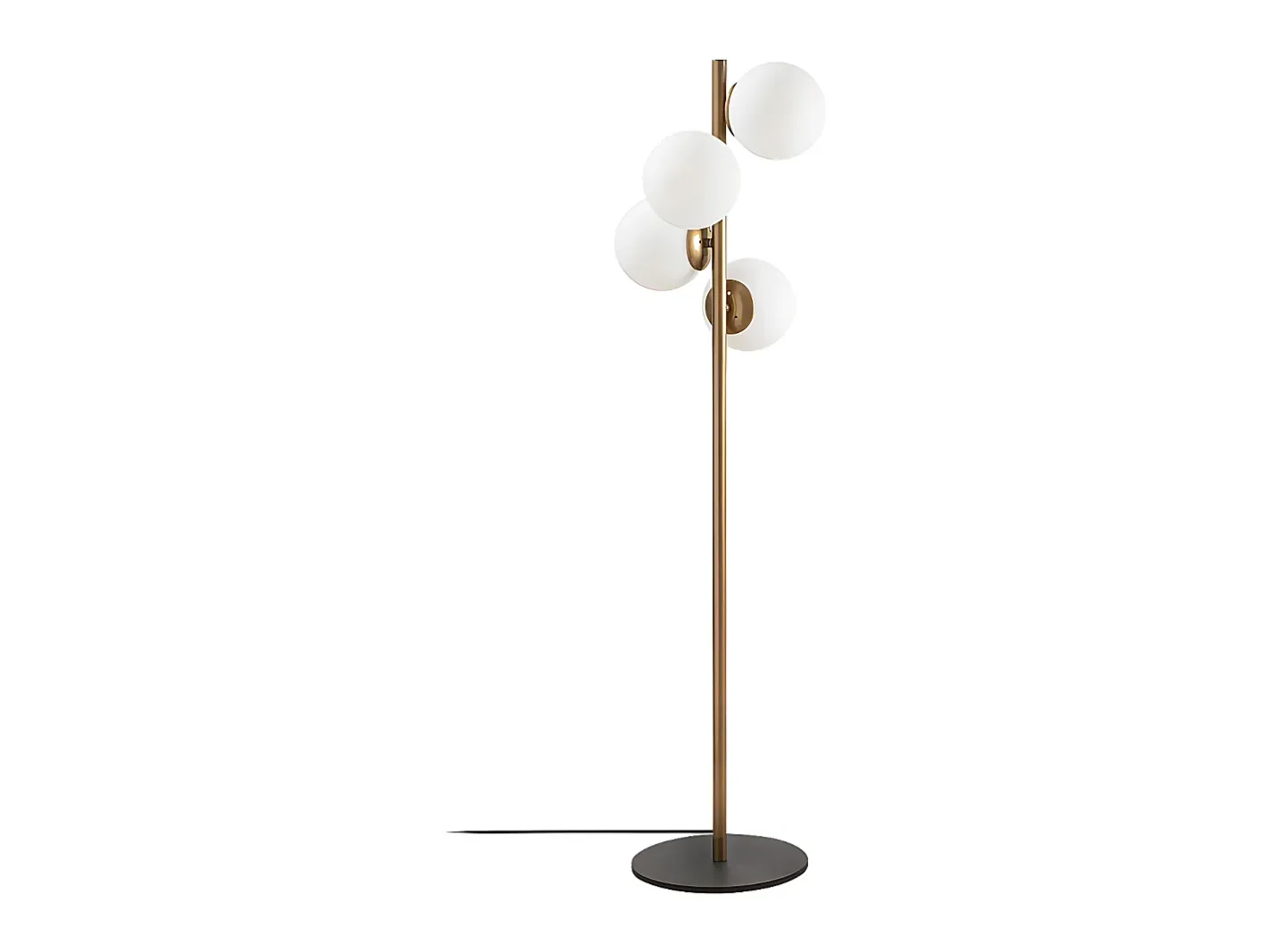 OZAIA Lámpara de metal y cristal 4 globos FAZE - Alt. 130 cm - y blanco Dorado