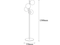 OZAIA Lámpara de metal y cristal 4 globos FAZE - Alt. 130 cm - y blanco Dorado