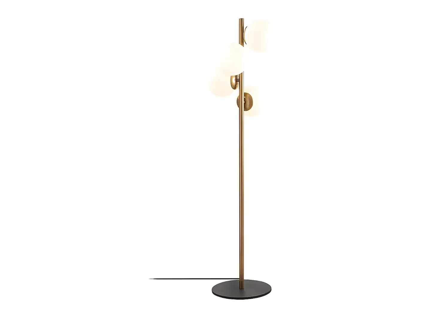 OZAIA Lámpara de metal y cristal 4 globos FAZE - Alt. 130 cm - y blanco Dorado
