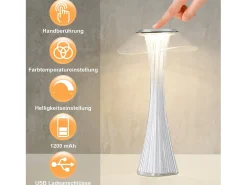 New NETTLIFE Lámpara de noche LED táctil regulable USB con 3 niveles de brillo Lámpara de mesa para dormitorio Blanco
