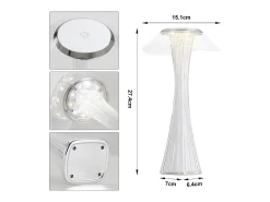 New NETTLIFE Lámpara de noche LED táctil regulable USB con 3 niveles de brillo Lámpara de mesa para dormitorio Blanco
