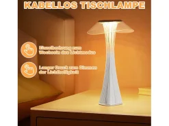 New NETTLIFE Lámpara de noche LED táctil regulable USB con 3 niveles de brillo Lámpara de mesa para dormitorio Blanco