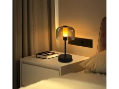 Best NETTLIFE Lámpara de noche LED regulable a batería - Lámpara de mesa inalámbrica recargable por USB-C (1800-6500 K) negra con función de memoria Negro