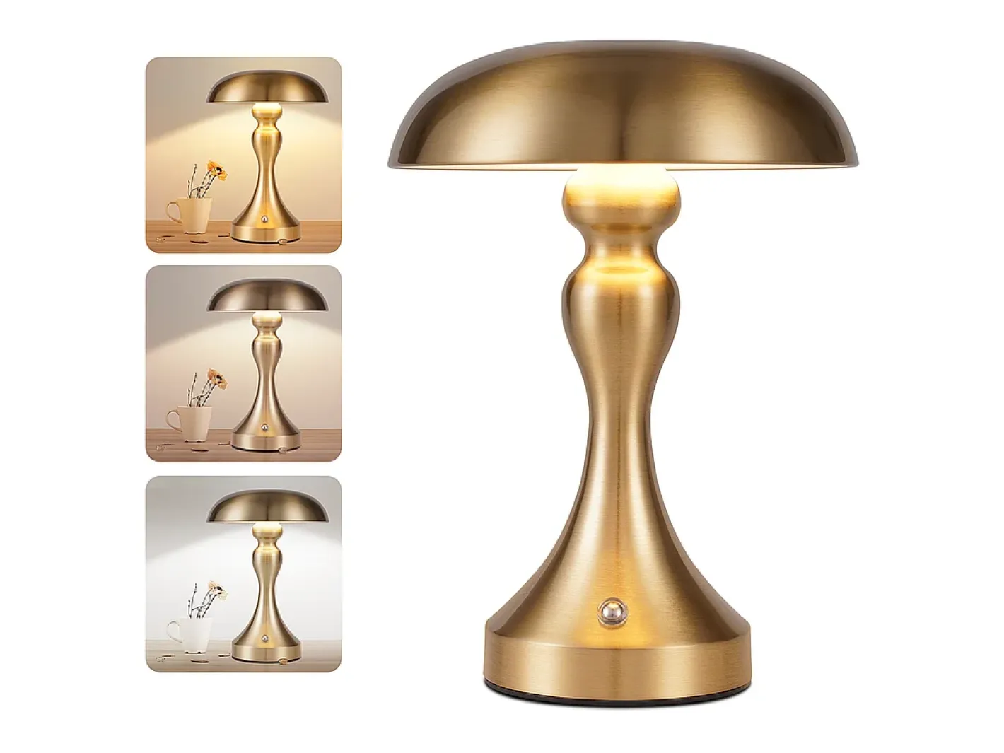 Hot NETTLIFE Lámpara de noche LED , táctil, regulable, inalámbrica, con batería, vintage, recargable por USB Dorado