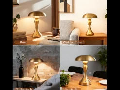Hot NETTLIFE Lámpara de noche LED , táctil, regulable, inalámbrica, con batería, vintage, recargable por USB Dorado