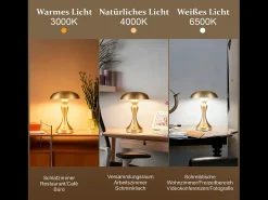Hot NETTLIFE Lámpara de noche LED , táctil, regulable, inalámbrica, con batería, vintage, recargable por USB Dorado