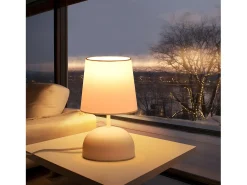 NETTLIFE Lámpara de noche con cable, lámpara de mesa de tela blanca, lámpara de noche moderna para dormitorio con cable, sin bombilla Blanco Best