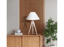 TOSEL Lámpara de noche ,madera,natural,A54xD 30xP30cm Blanco Best