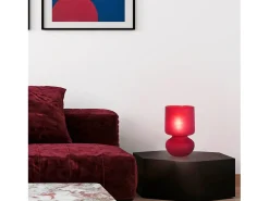 TOSEL Lámpara De Mesa-Lámpara de noche ,vidrio,Gris ,A24xD 14xP14cm Rojo
