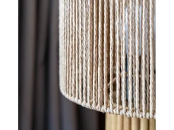 Rendez-Vous Déco Lámpara De Mesa-Lámpara de papel de cuerda con base de tronco de madera - Mira Beige