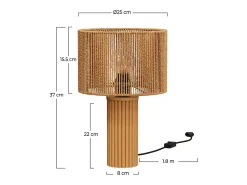 Rendez-Vous Déco Lámpara De Mesa-Lámpara de papel de cuerda con base de tronco de madera - Mira Beige