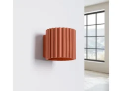 Clearance Sollux Lighting Lámpara De Pared Aura Minimalista De Aluminio - 1 Fuentes Luminosas - L.10 X A.10 Cm - Ocre Rojo