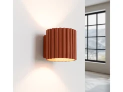 Clearance Sollux Lighting Lámpara De Pared Aura Minimalista De Aluminio - 1 Fuentes Luminosas - L.10 X A.10 Cm - Ocre Rojo