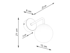 Sollux Lighting Aplique Para Pared-Lámpara de pared Bealy minimalista de acero/vidrio - 1 fuentes luminosas 3000K - L.10 x A.21 cm - /blanco Negro