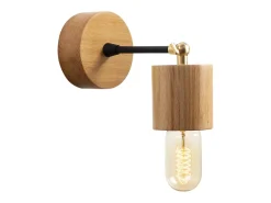 Concept-Usine Aplique Para Pared-Lámpara de pared de diseño en madera SONIA - Efecto cálido de madera, luz suave, ideal para salón, dormitorio o entrada Marru00f3n