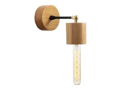 Concept-Usine Aplique Para Pared-Lámpara de pared de diseño en madera SONIA - Efecto cálido de madera, luz suave, ideal para salón, dormitorio o entrada Marru00f3n