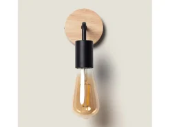 Ledkia Lámpara de Pared de Madera y Metal Jedali Negro Multicolor