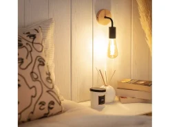Ledkia Lámpara de Pared de Madera y Metal Jedali Negro Multicolor