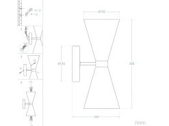 Online Ledkia Lámpara de Pared de Metal Kusini Blanco Multicolor
