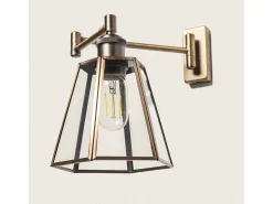 Ledkia Lámpara de Pared de Metal y Cristal Brontom Dorado