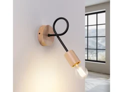 Discount Sollux Lighting Lámpara De Pared Ember Minimalista De Acero/Madera - 1 Fuentes Luminosas - L.10 X A.24 Cm - /Madera Natural Negro