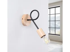 Discount Sollux Lighting Lámpara De Pared Ember Minimalista De Acero/Madera - 1 Fuentes Luminosas - L.10 X A.24 Cm - /Madera Natural Negro
