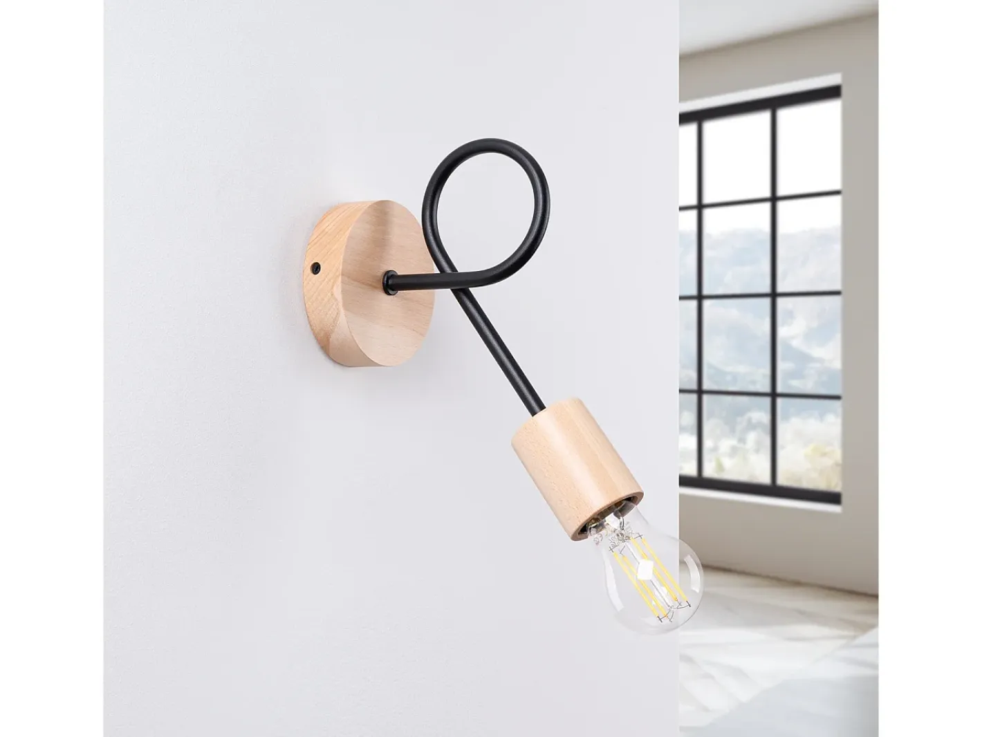 Discount Sollux Lighting Lámpara De Pared Ember Minimalista De Acero/Madera - 1 Fuentes Luminosas - L.10 X A.24 Cm - /Madera Natural Negro