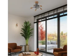 Discount Sollux Lighting Lámpara De Pared Ember Minimalista De Acero/Madera - 1 Fuentes Luminosas - L.10 X A.24 Cm - /Madera Natural Negro