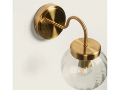Ledkia Lámpara de Pared Exterior Metal y Cristal Driyah Dorado Multicolor Outlet