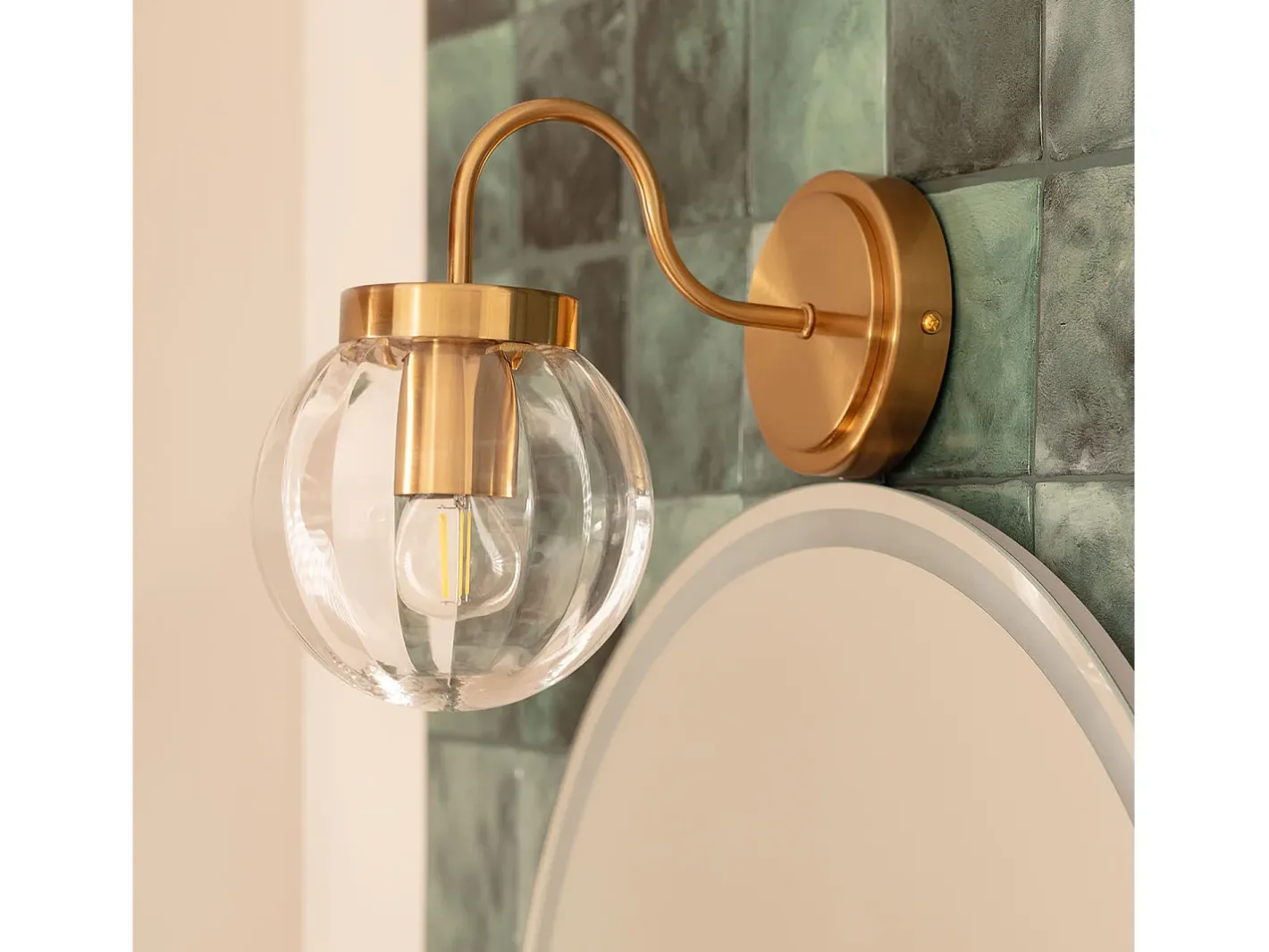 Ledkia Lámpara de Pared Exterior Metal y Cristal Driyah Dorado Multicolor Outlet