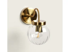 Ledkia Lámpara de Pared Exterior Metal y Cristal Driyah Dorado Multicolor Outlet
