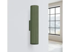Outlet Sollux Lighting Lámpara de pared Gloow minimalista de aluminio - 2 fuentes luminosas 3000K - L.6,5 x A.30 cm - oliva Verde