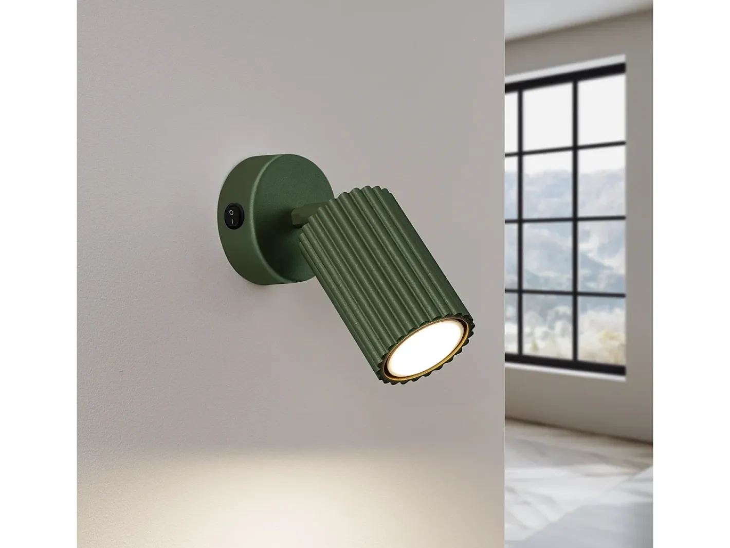 Discount Sollux Lighting Lámpara de pared Gloow minimalista de aluminio - 1 fuentes luminosas 4000K - L.8 x A.16 cm - oliva Verde