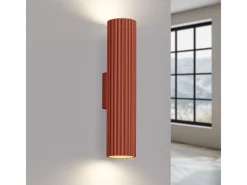 Sollux Lighting Aplique Para Pared-Lámpara de pared Gloow minimalista de aluminio - 2 fuentes luminosas 4000K - L.6,5 x A.30 cm - ocre Rojo