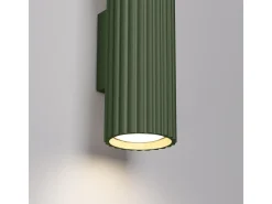 Clearance Sollux Lighting Lámpara de pared Gloow minimalista de aluminio - 2 fuentes luminosas 4000K - L.6,5 x A.20 cm - oliva Verde