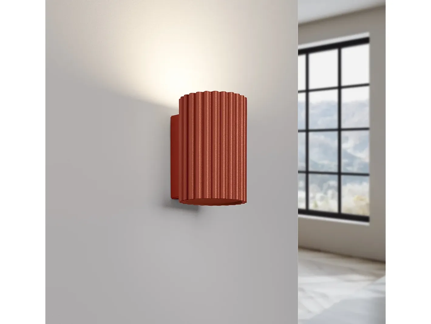 Sale Sollux Lighting Lámpara de pared Gloow minimalista de aluminio - 1 fuentes luminosas 4000K - L.6,5 x A.10 cm - ocre Rojo