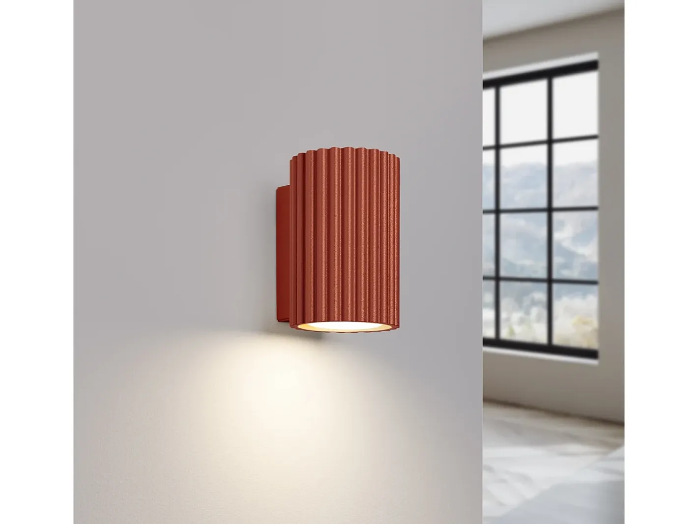 Sale Sollux Lighting Lámpara de pared Gloow minimalista de aluminio - 1 fuentes luminosas 4000K - L.6,5 x A.10 cm - ocre Rojo