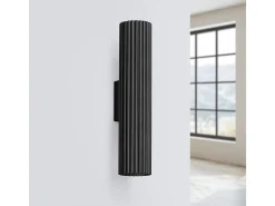 Hot Sollux Lighting Lámpara de pared Gloow minimalista de aluminio - 2 fuentes luminosas 3000K - L.6,5 x A.30 cm - Negro