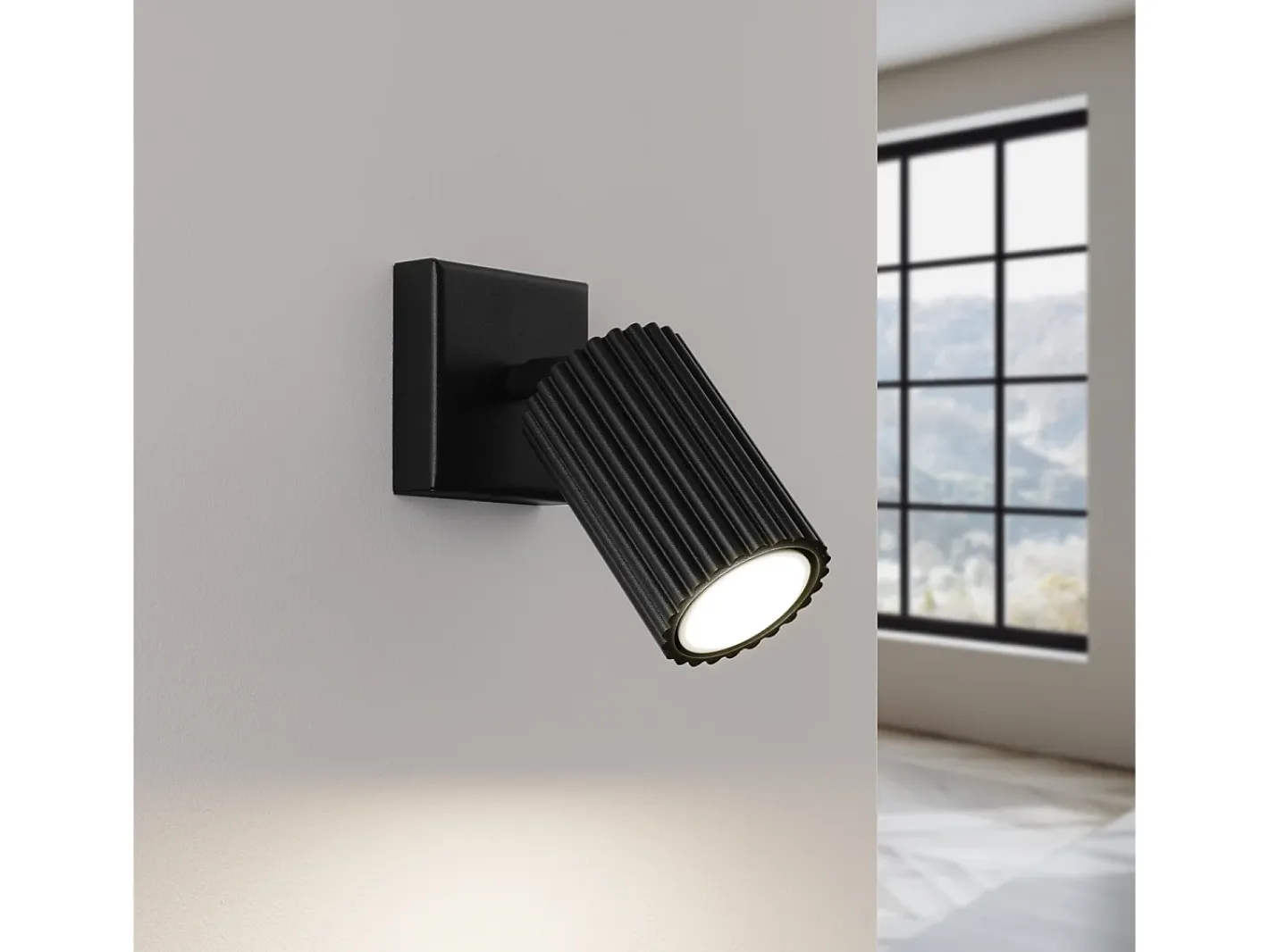 Best Sollux Lighting Lámpara de pared Gloow minimalista de aluminio - 1 fuentes luminosas 4000K - L.8 x A.8 cm - Negro